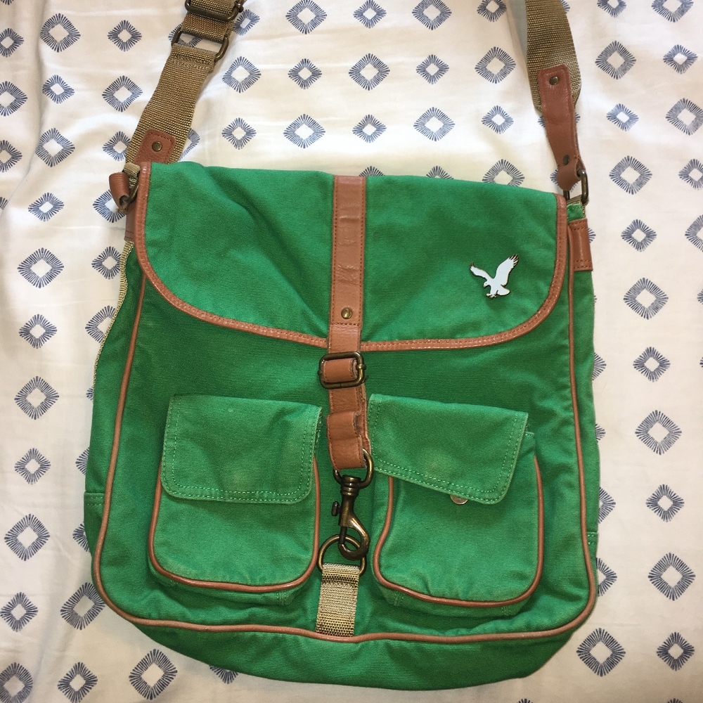 American Eagle Green School/Side Bag